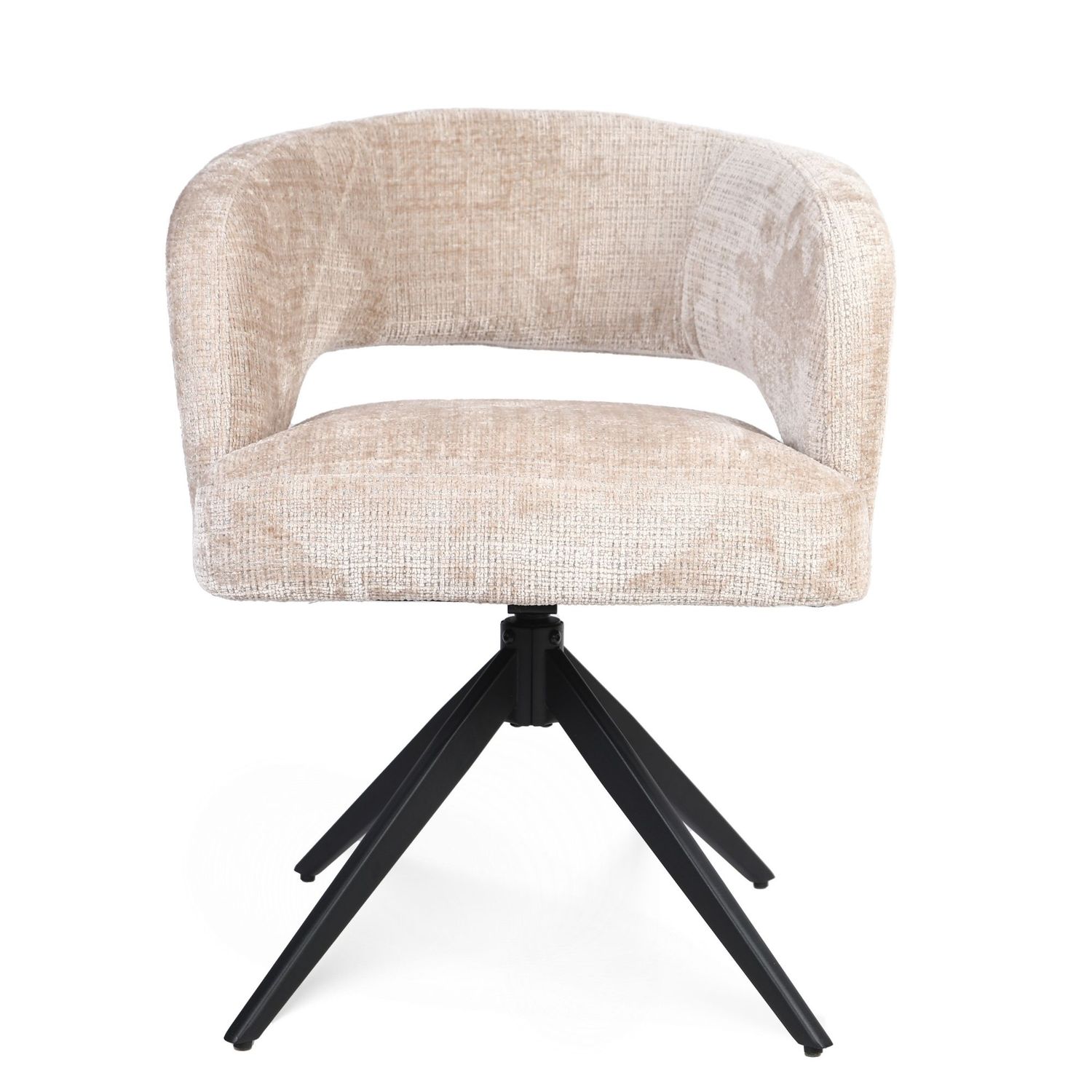 Eetkamerstoel Demi | Beige | Poot Black | Met armleuning