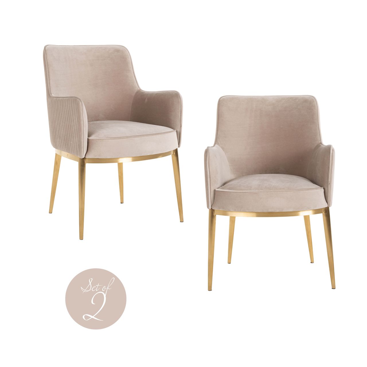 Eetkamerstoel Breeze khaki velvet fire retardant (Set of 2)