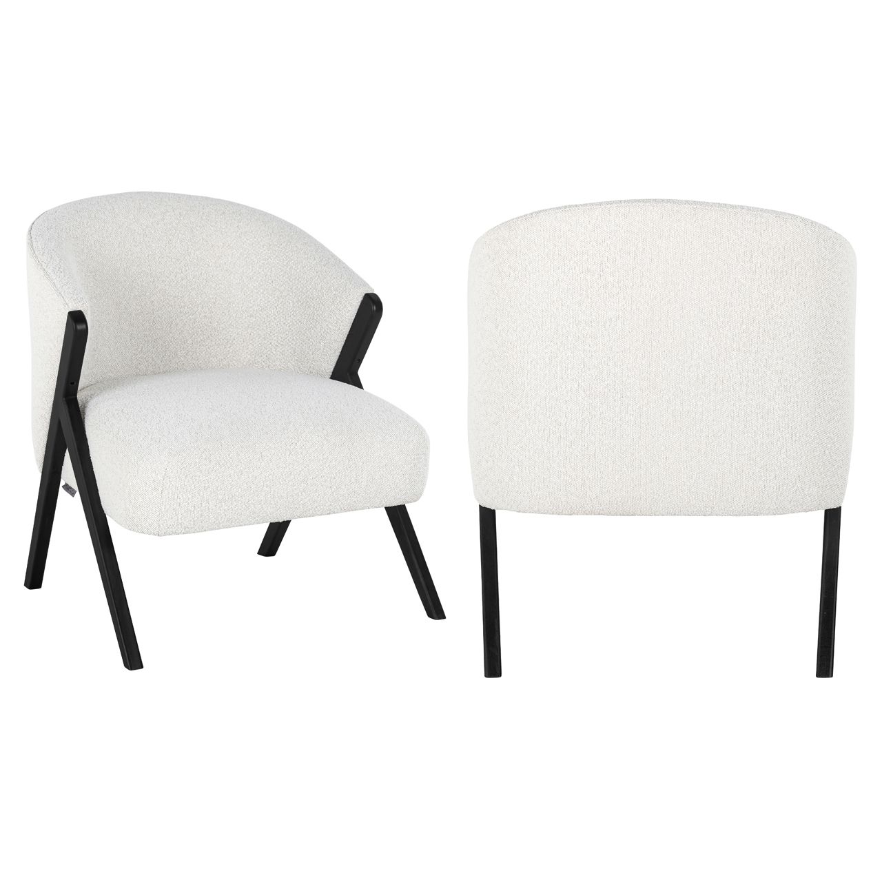 Lounge stoel Mia white bouclé
