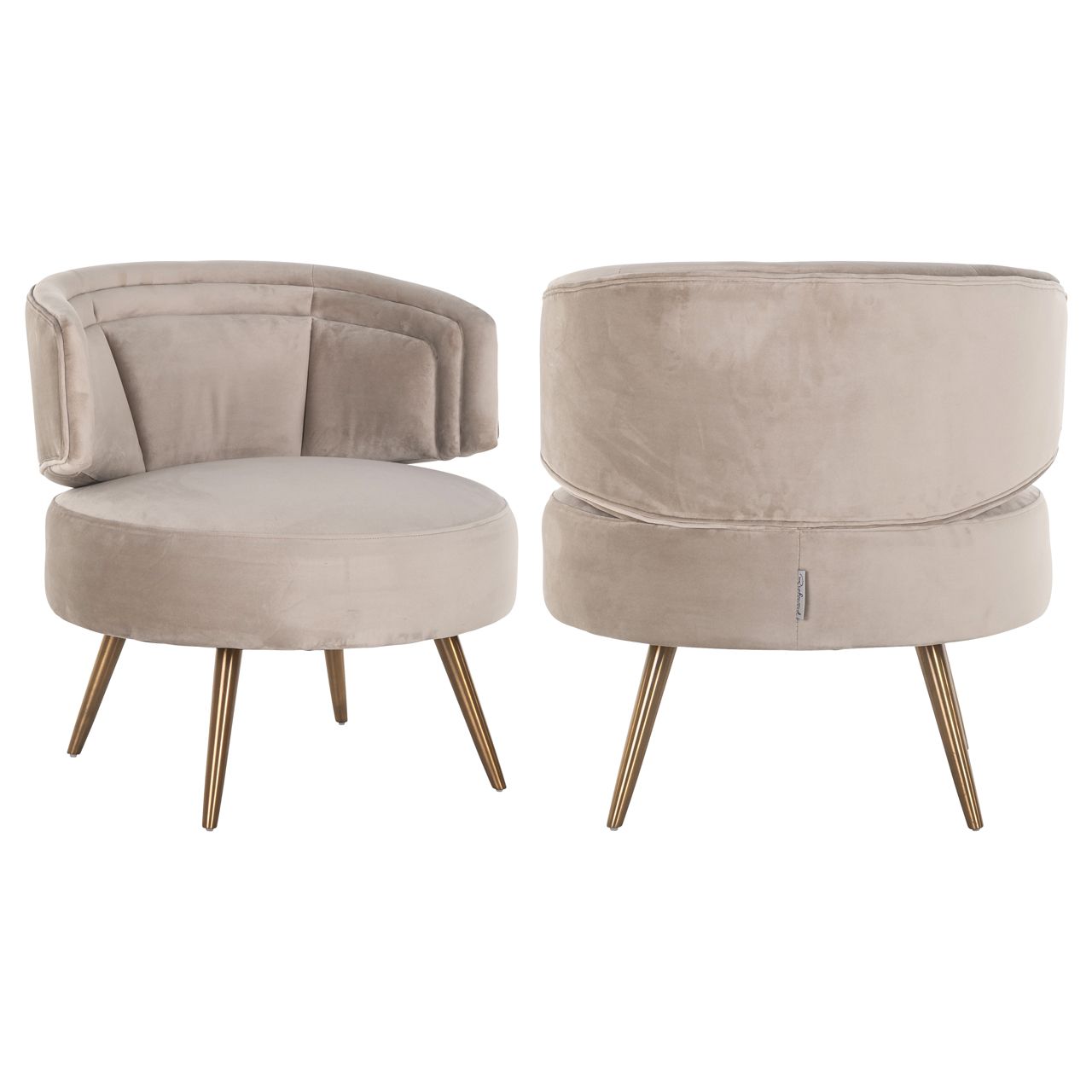Lounge stoel Hazel khaki velvet fire retardant