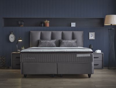 SKYBEDD ® - Boxspring met opbergruimte Birdybedd Antraciet 140x200