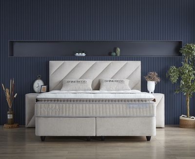 SKYBEDD ® - Boxspring met opbergruimte Shinebedd Beige 180x200
