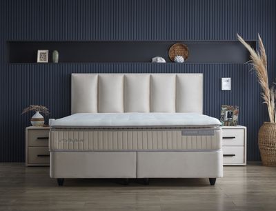 SKYBEDD ® - Boxspring met opbergruimte Birdybedd Beige 140x200