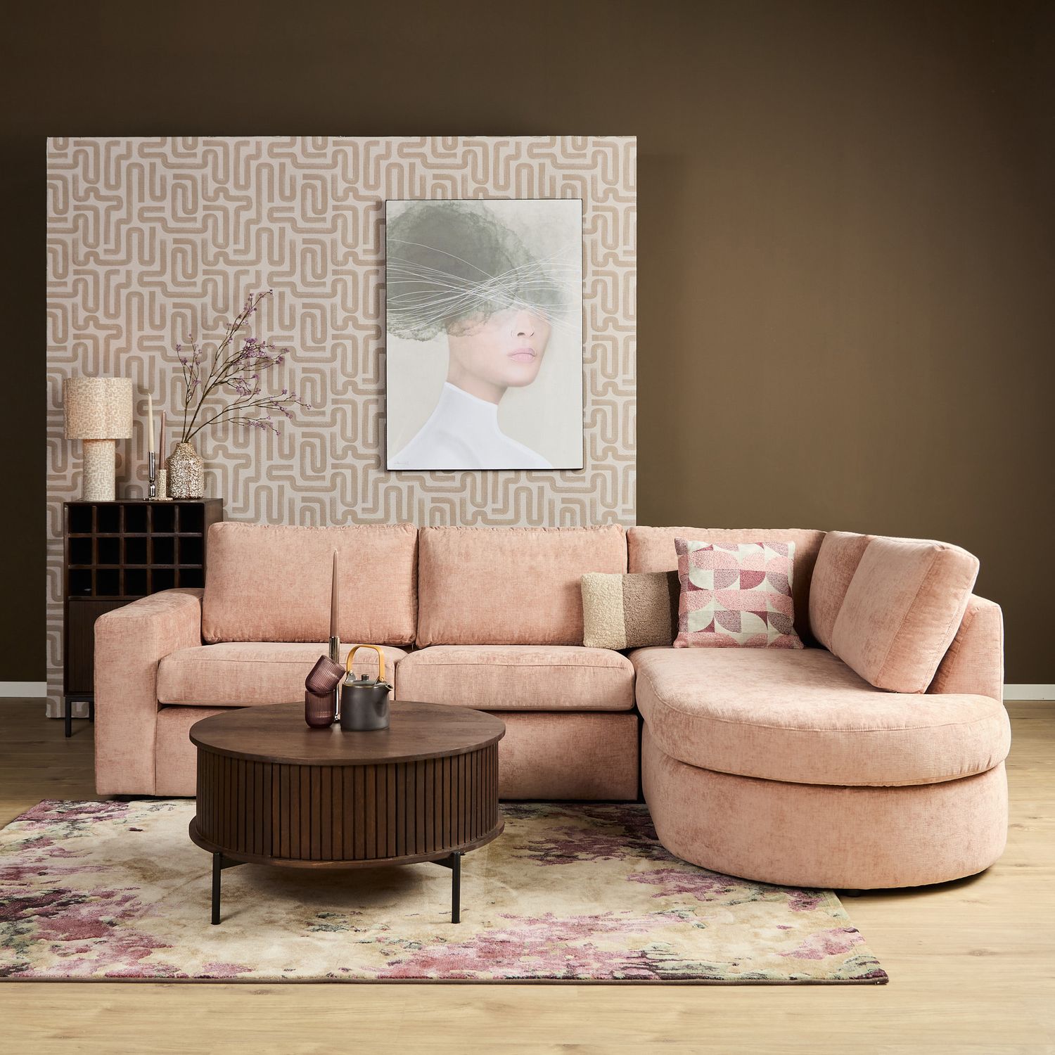 MySofa Alma Hoekbank Roze 2,5 zits+Divan Rechts