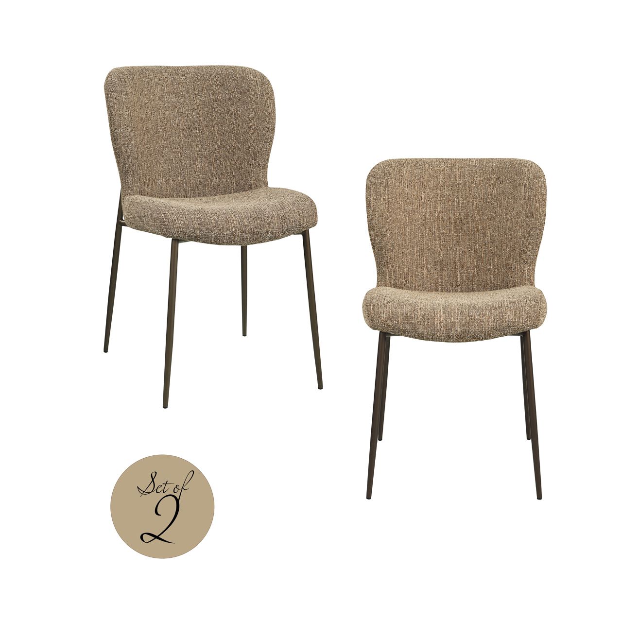 Eetkamerstoel Odarby brown tweed fire retardant (Set of 2)