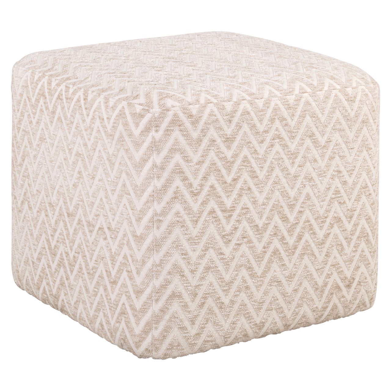 Poef &amp; Voetenbank Ciela beige chevron