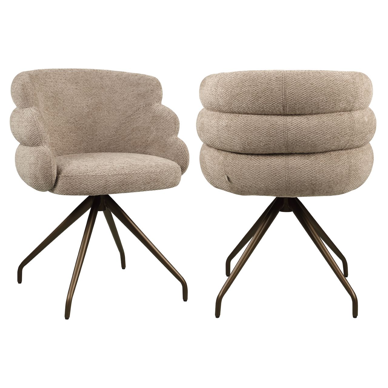 Eetkamerstoel Kayla mocca boldweave swivel