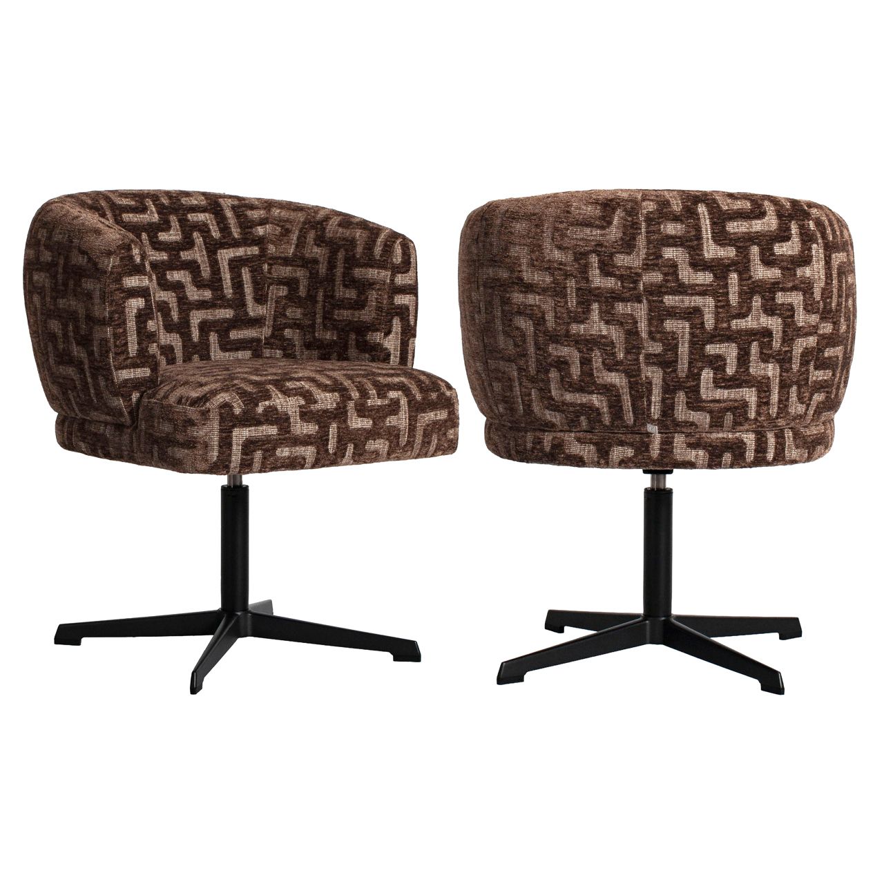 Eetkamerstoel Dinan brown labyrinth fire retardant - swivel