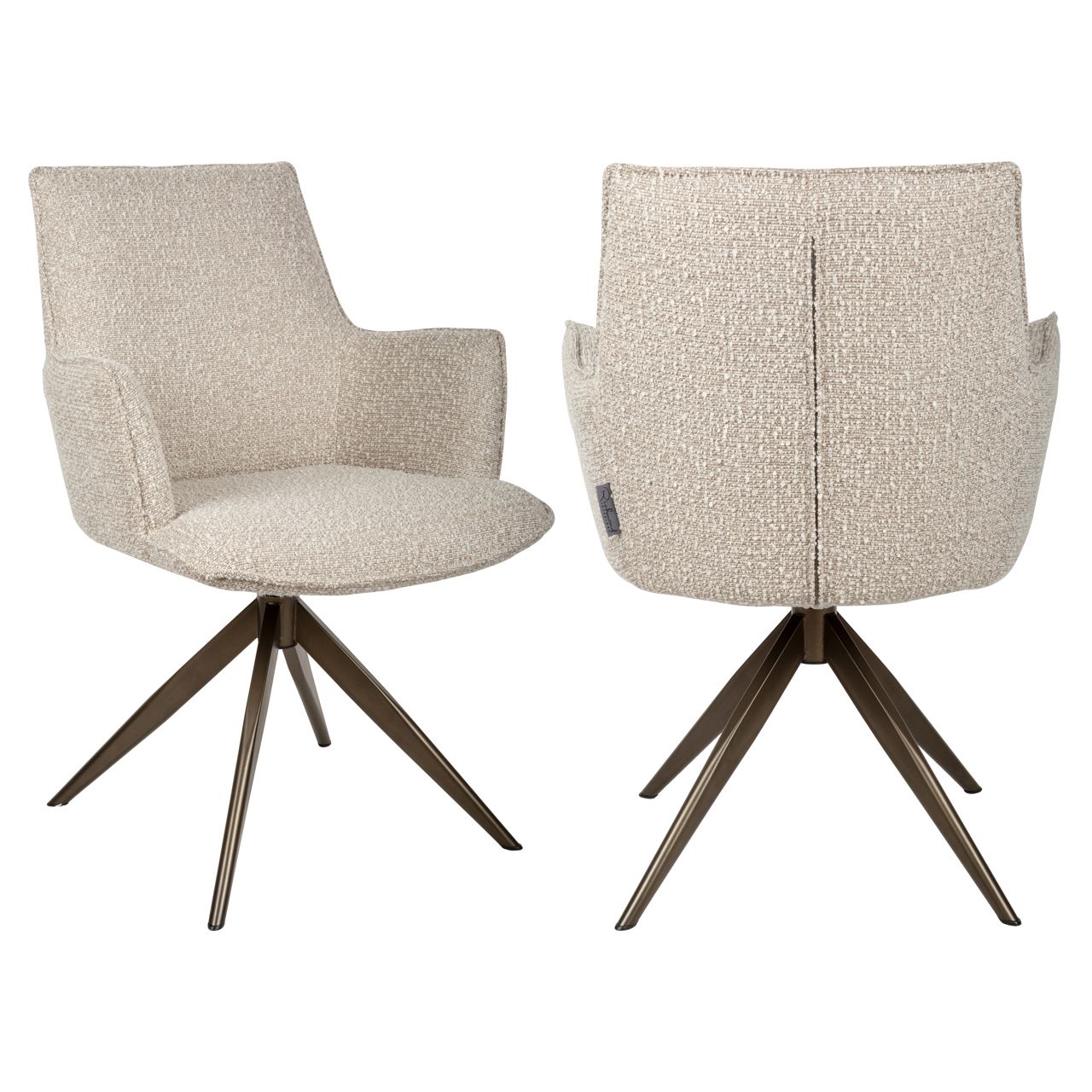 Eetkamerstoel Dakota natural chunky swivel with arm