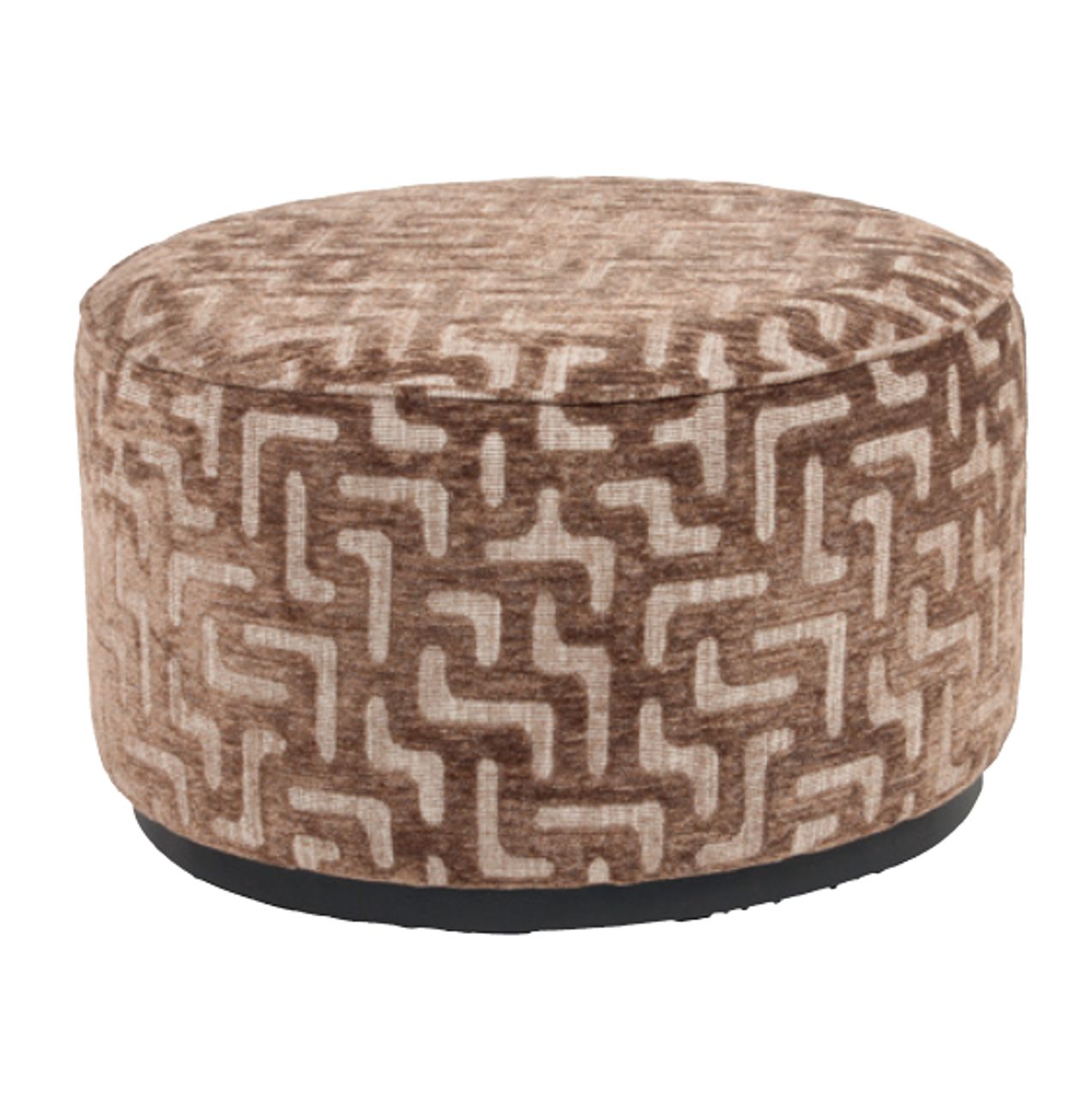 Poef &amp; Voetenbank Lexie brown labyrinth 70Ø