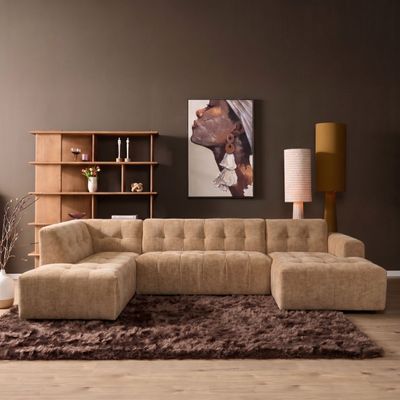 MySofa Ruby U-bank Camel Ottomane L + 2,5 + Lounge R