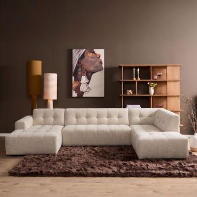 MySofa Ruby U-bank Beige Lounge L + 2,5 + Ottomane R