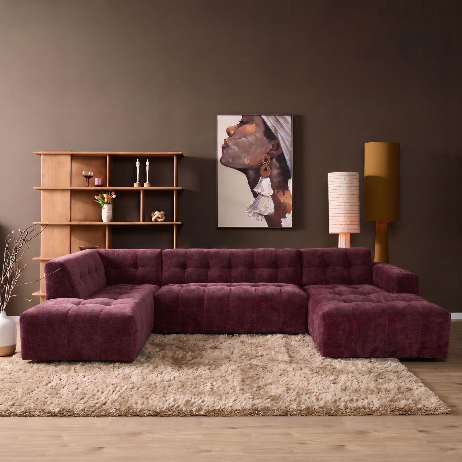 MySofa Ruby U-bank Paars Ottomane L + 2,5 + Lounge R