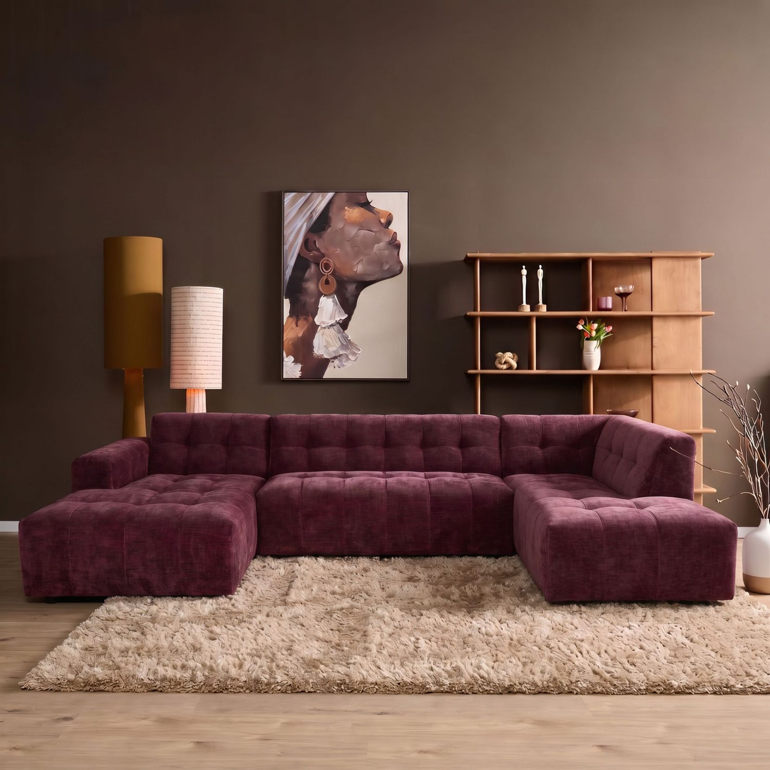 MySofa Ruby U-bank Paars Lounge L + 2,5 + Ottomane R