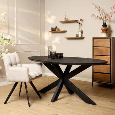 Eettafel Brandy Black | 160 cm | Ovaal