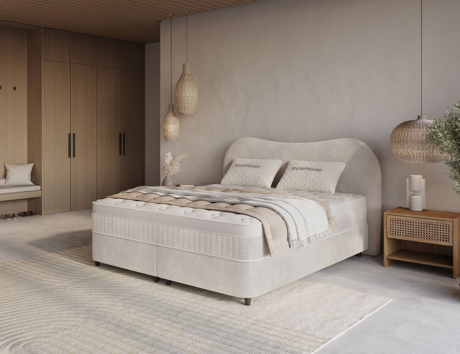 DH Opbergboxspring Arcus 140x200 Off-White