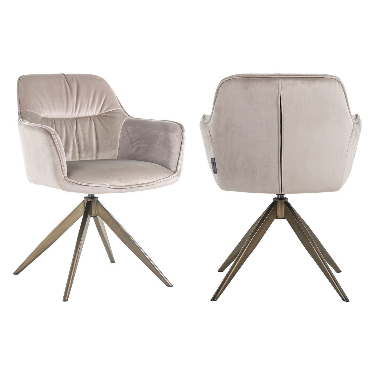 Eetkamerstoel Aline khaki velvet swivel fire retardant