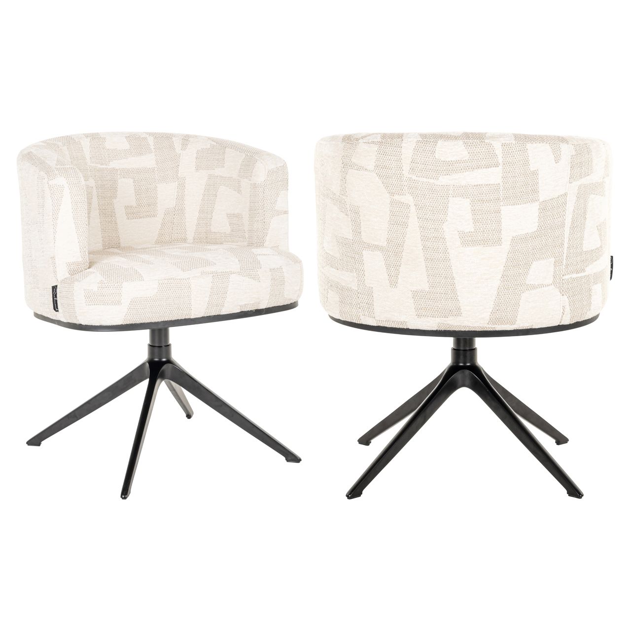 Eetkamerstoel Cheyenne beige graffic swivel