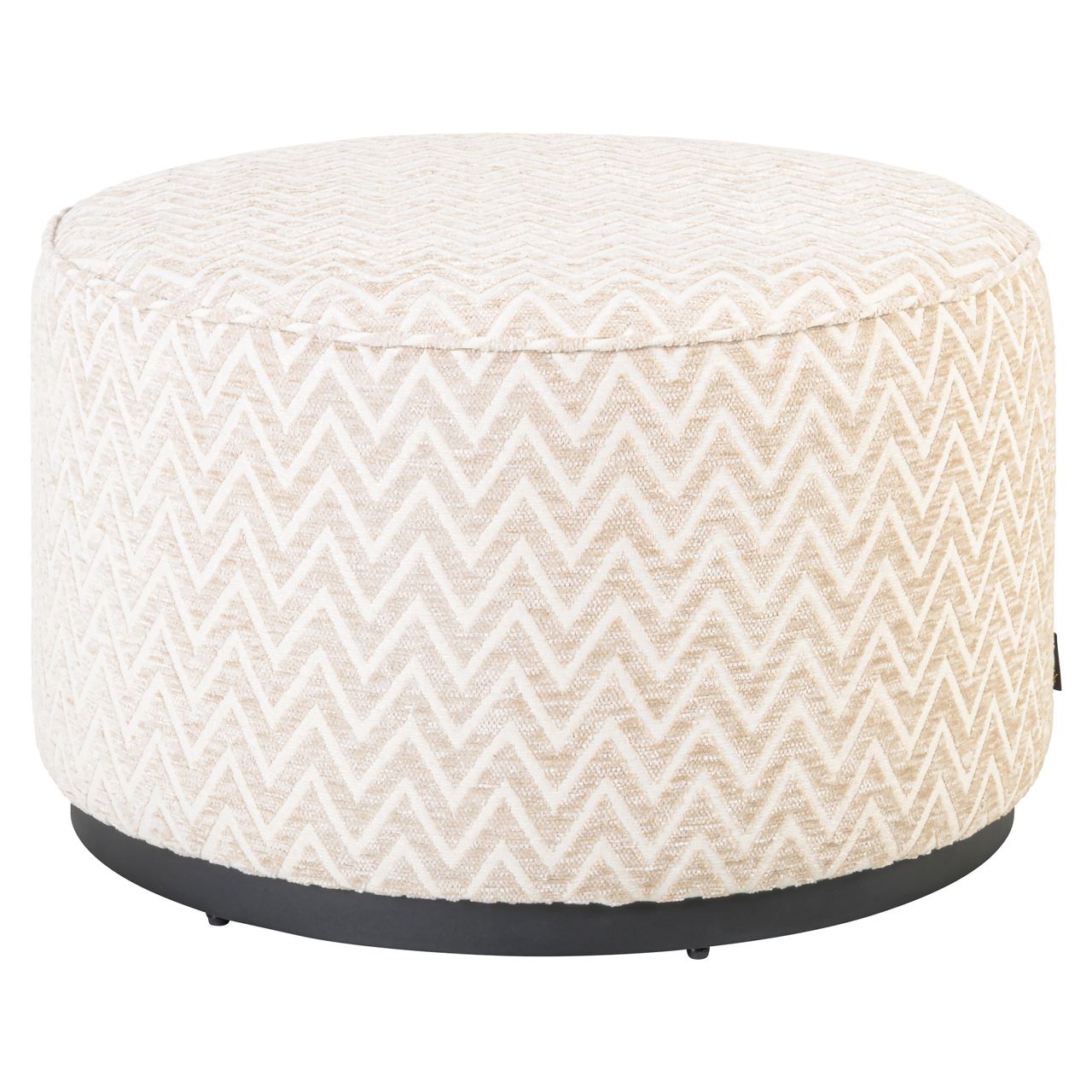 Poef &amp; Voetenbank Lexie beige chevron 70Ø