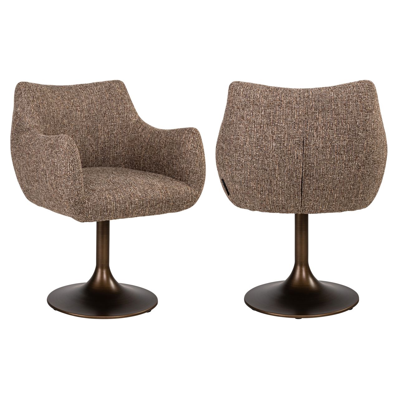 Eetkamerstoel Aldo brown tweed swivel