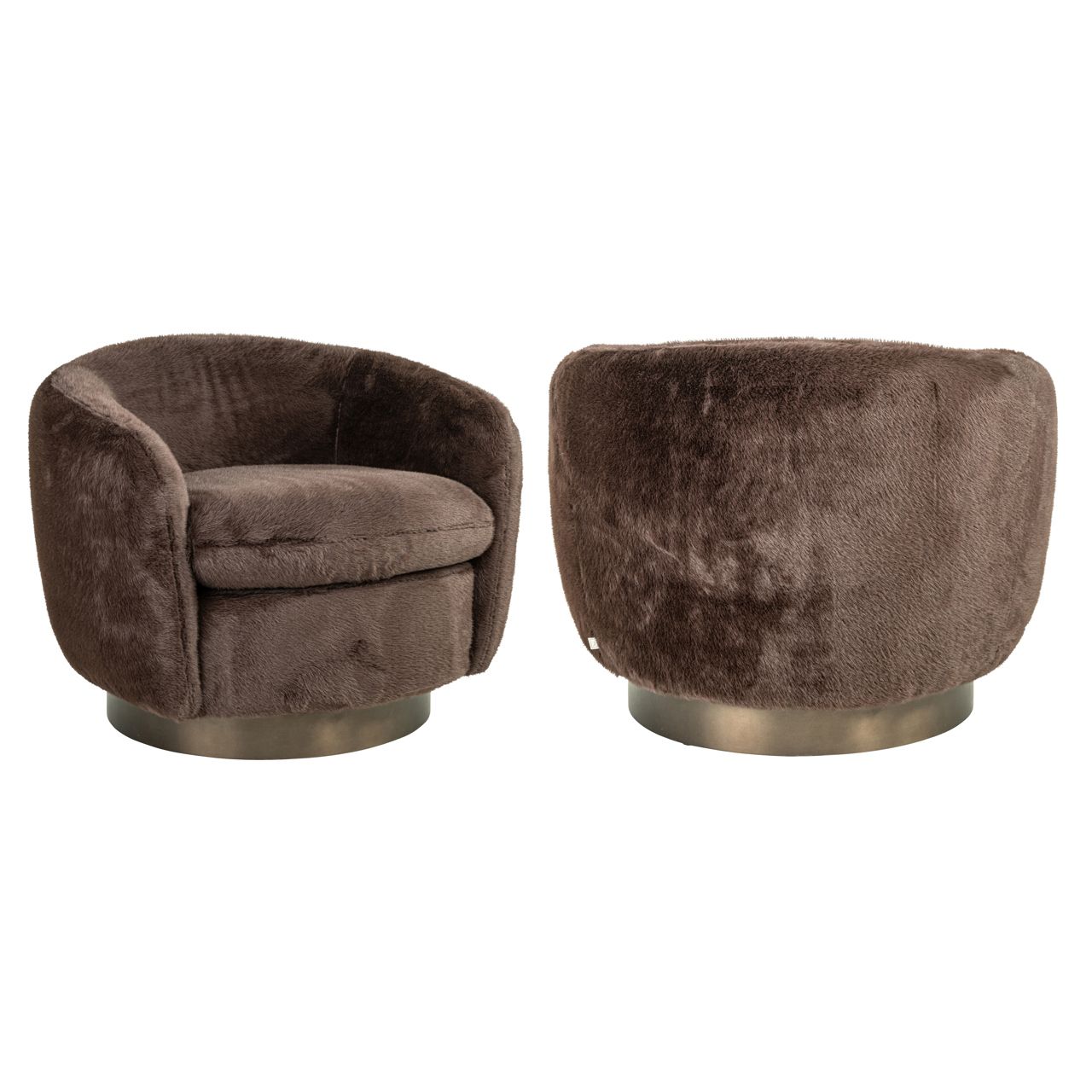 Lounge stoel Colmar chocolat fluffy swivel