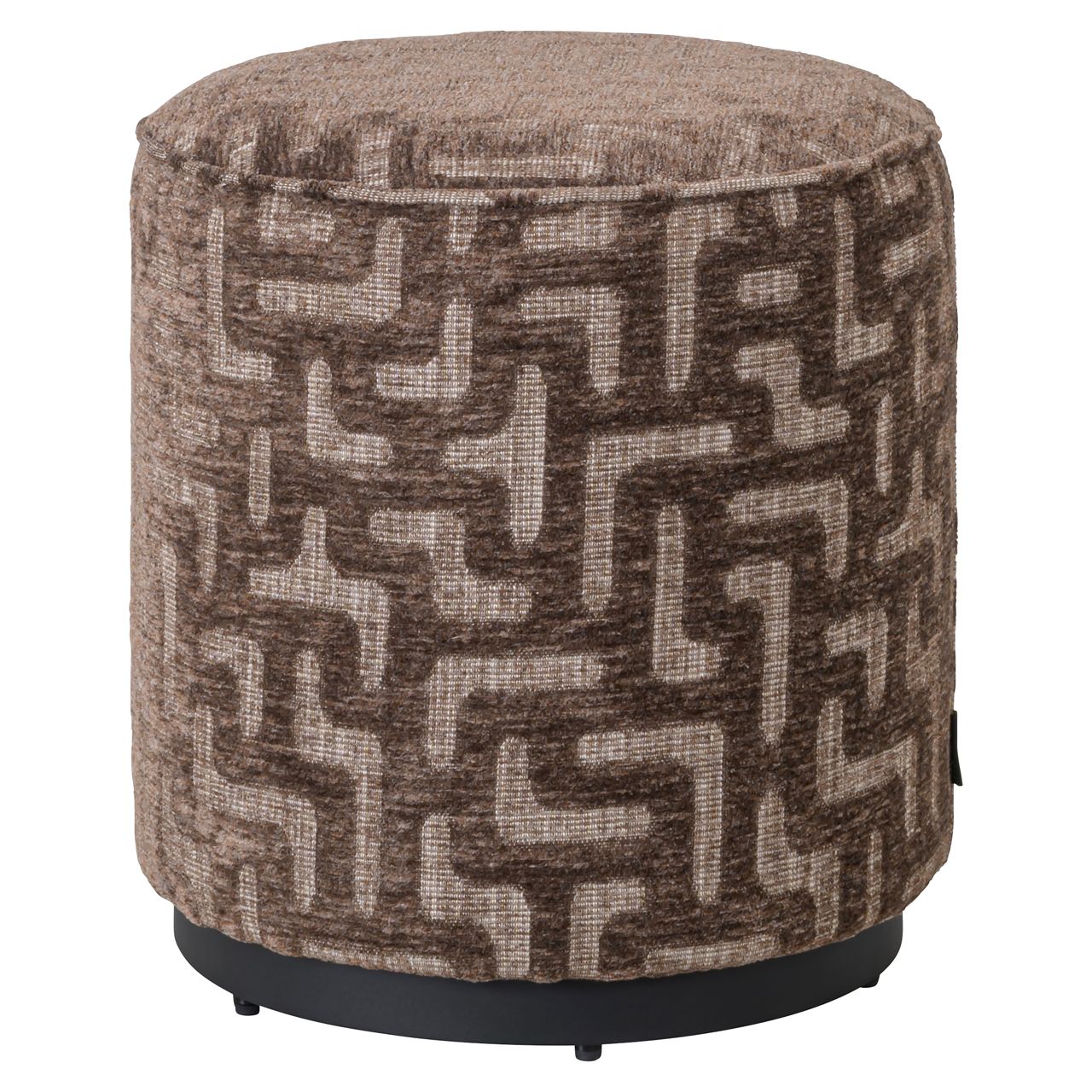Poef &amp; Voetenbank Lexie brown labyrinth 45Ø
