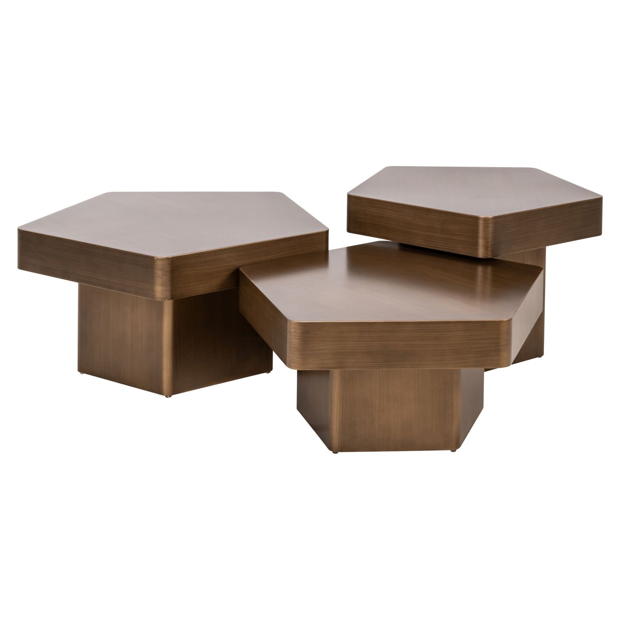 Salontafel Hexa brushed gold (Set of 3)