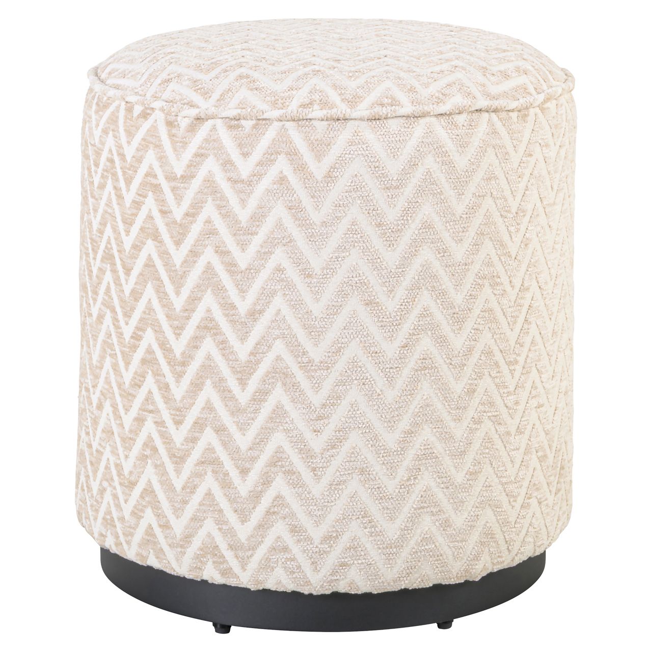 Poef &amp; Voetenbank Lexie beige chevron 45Ø