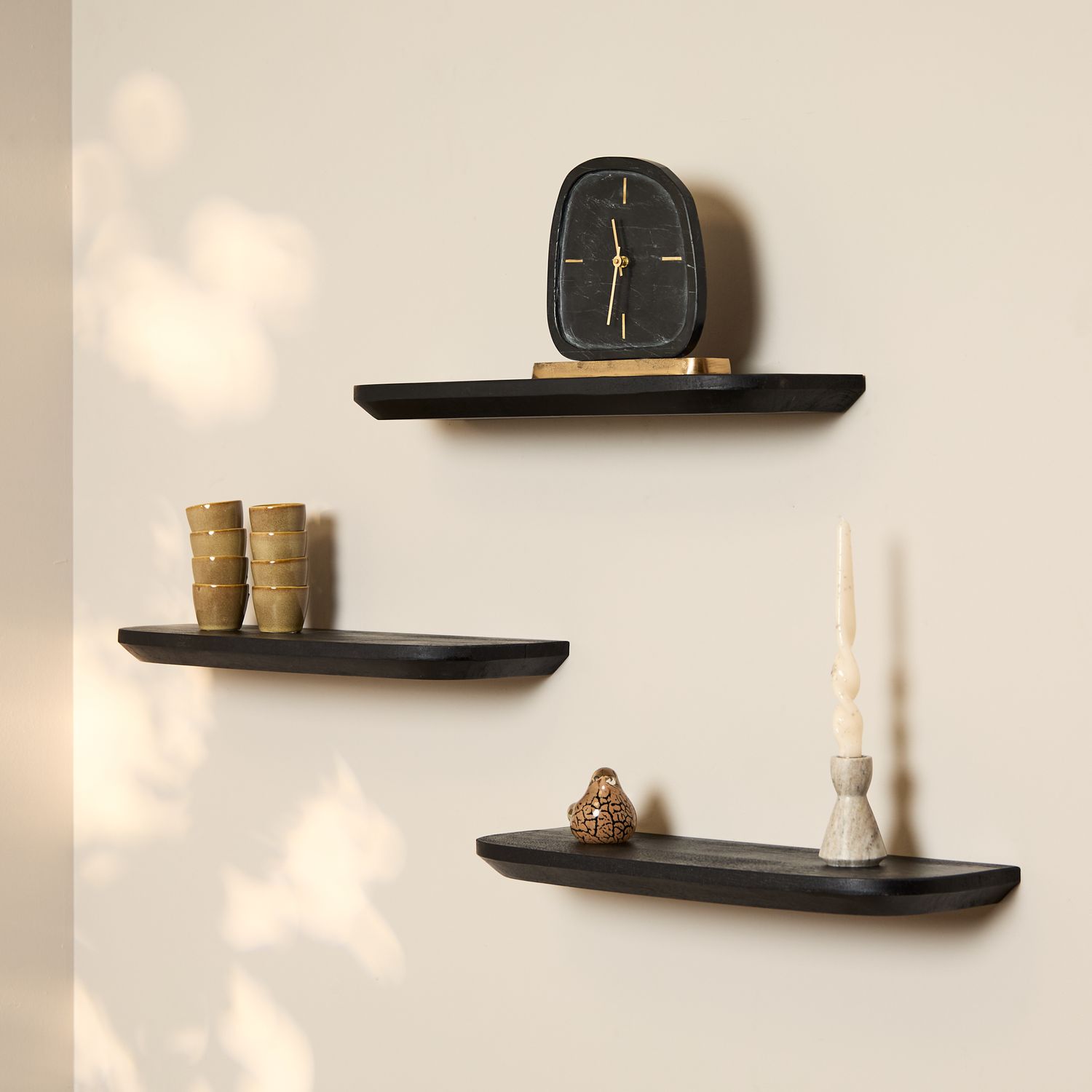 Wandplank Gusta Black | 60 cm | Set van 3
