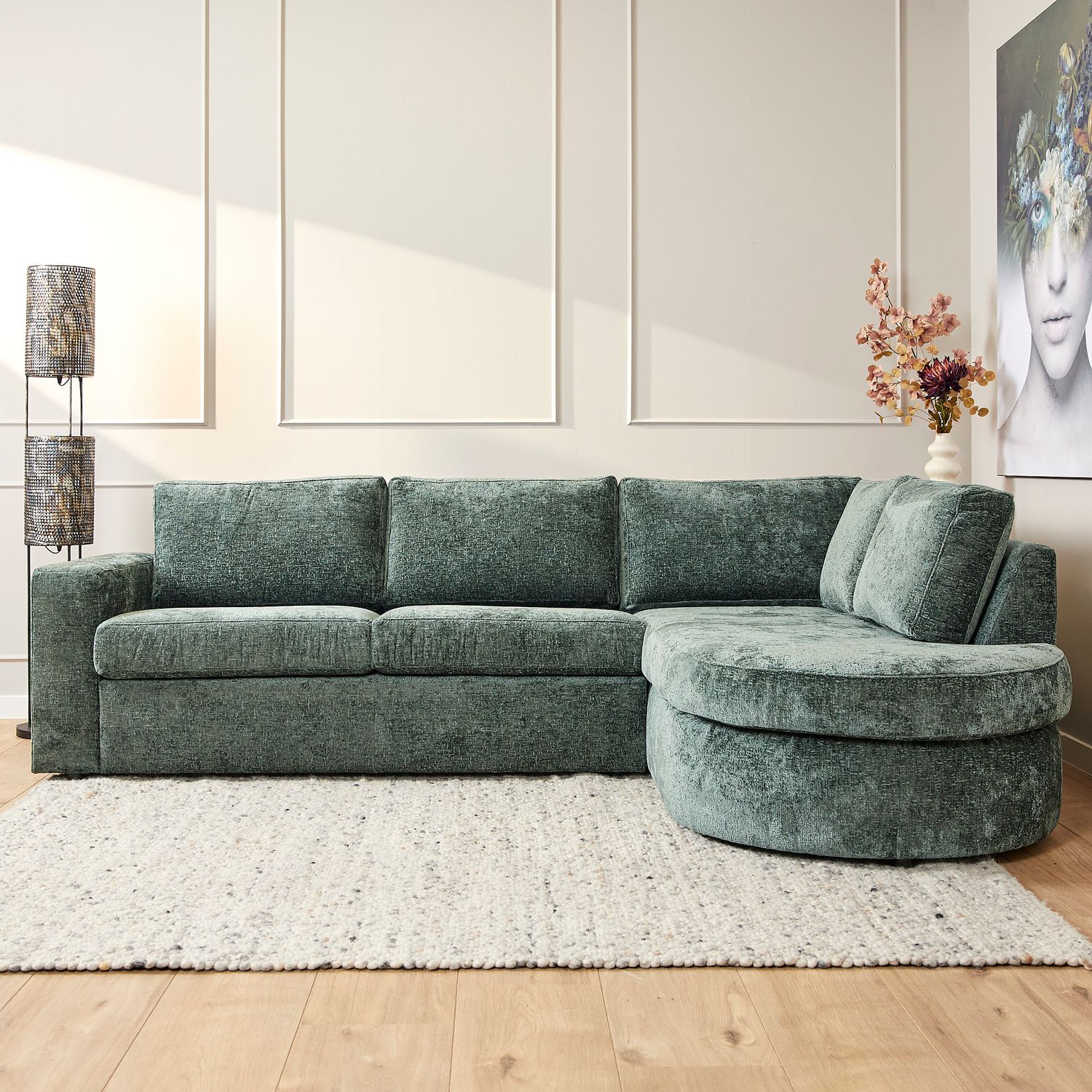 MySofa Alma | 2,5 zits + Divan Rechts | Green
