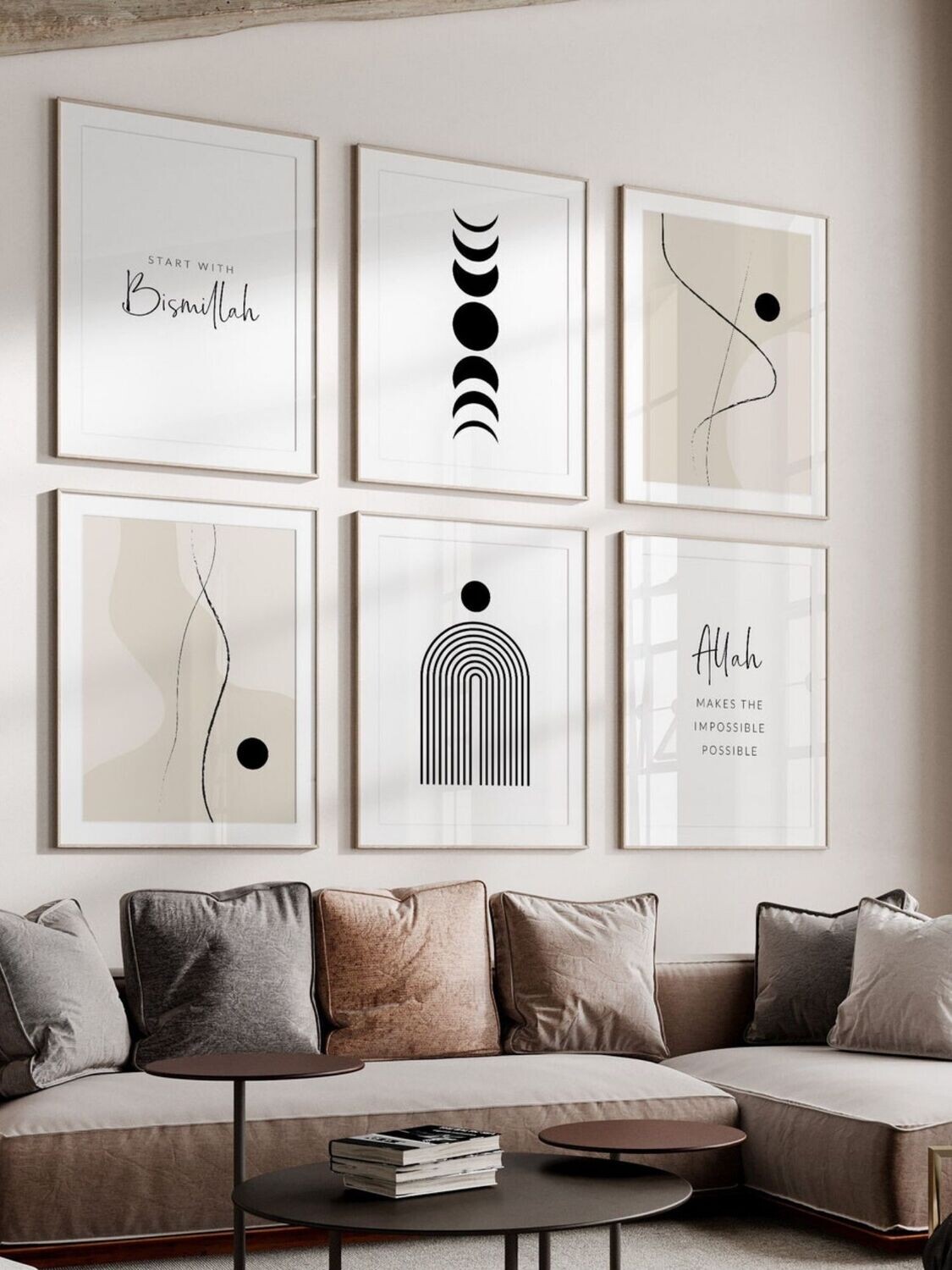 Himama Sanat 6&#39;LI SOUL İSLAM SERİSİ SANATSAL ÇERÇEVESİZ POSTER SERİSİ SADE VE ŞIK