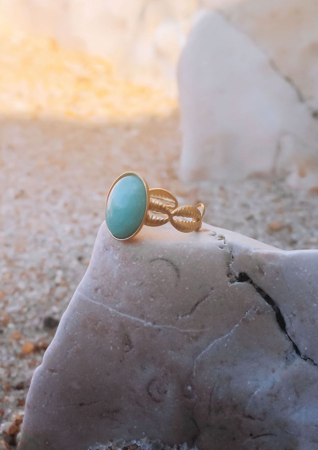 Anel Beijinhos com Pedra Azul