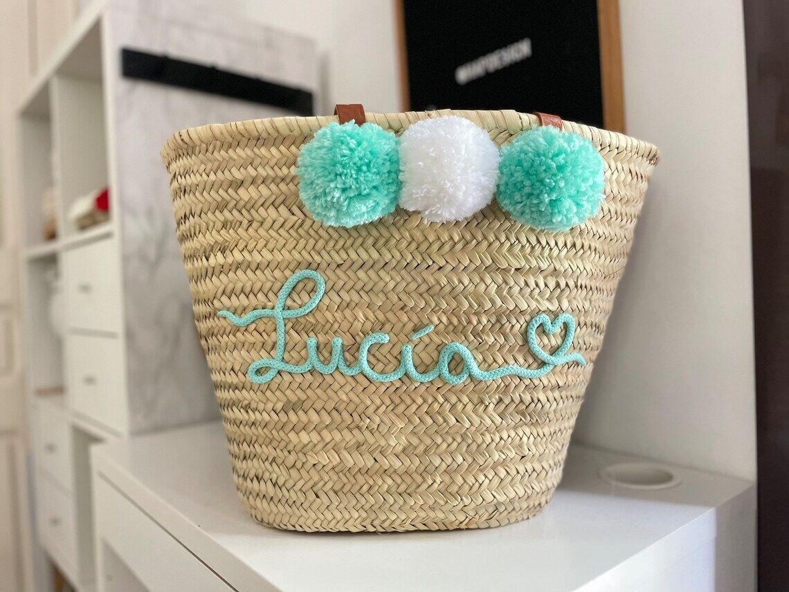Capazo EXTRA Grande Personalizado con 3 Pompones