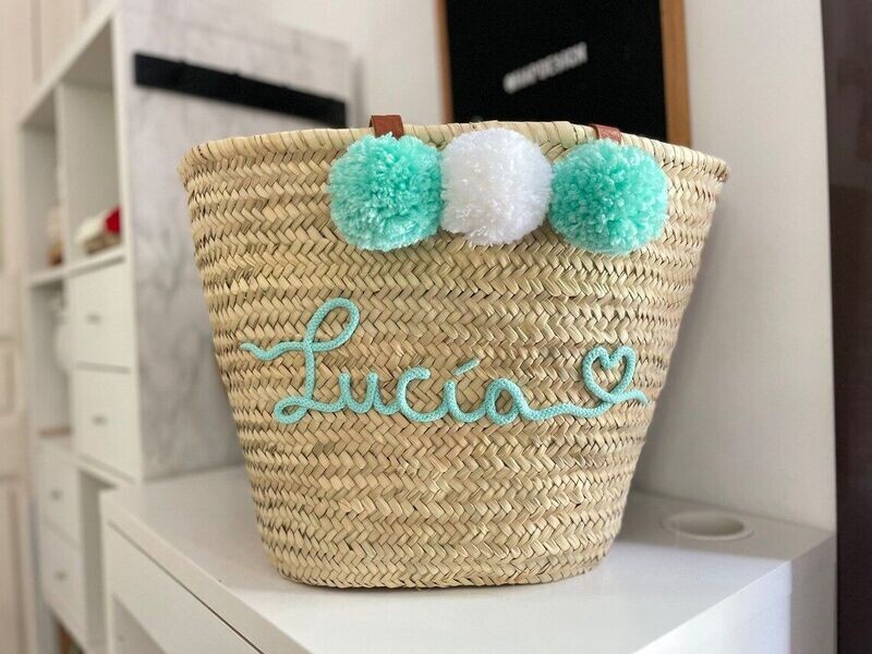 Capazo EXTRA Grande Personalizado con 3 Pompones