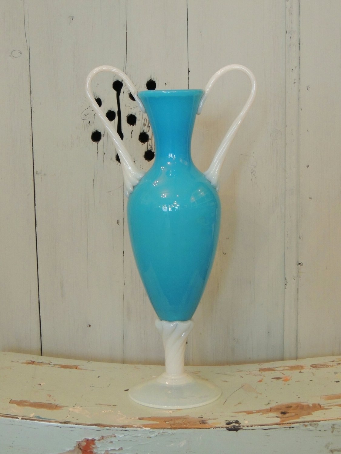 Opaline glas karaf vaasje met oren