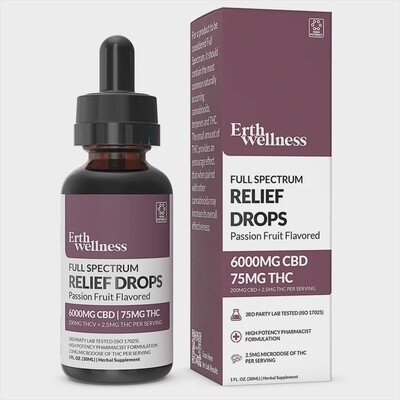 Full Spectrum CBD + THC RELIEF Drops, Size: Passion Fruit 6000mg