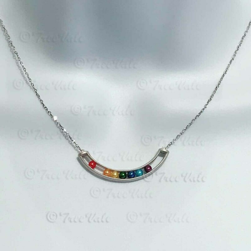 Pearls in Curved Tube Tulip Chain - Sterling Silver