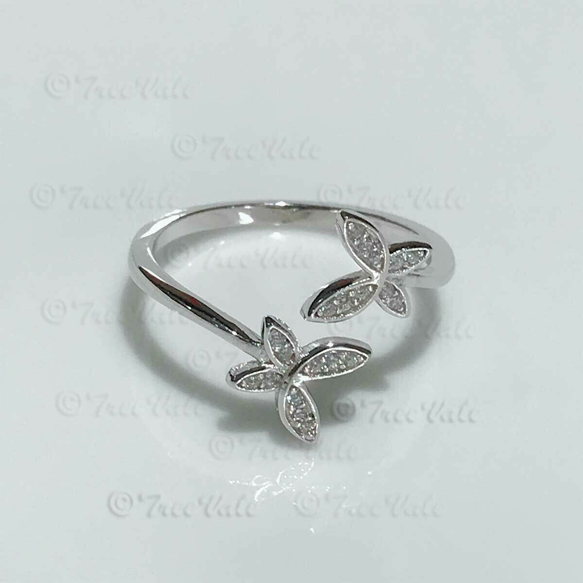 Adjustable Butterflies Ring - 925 Sterling Silver