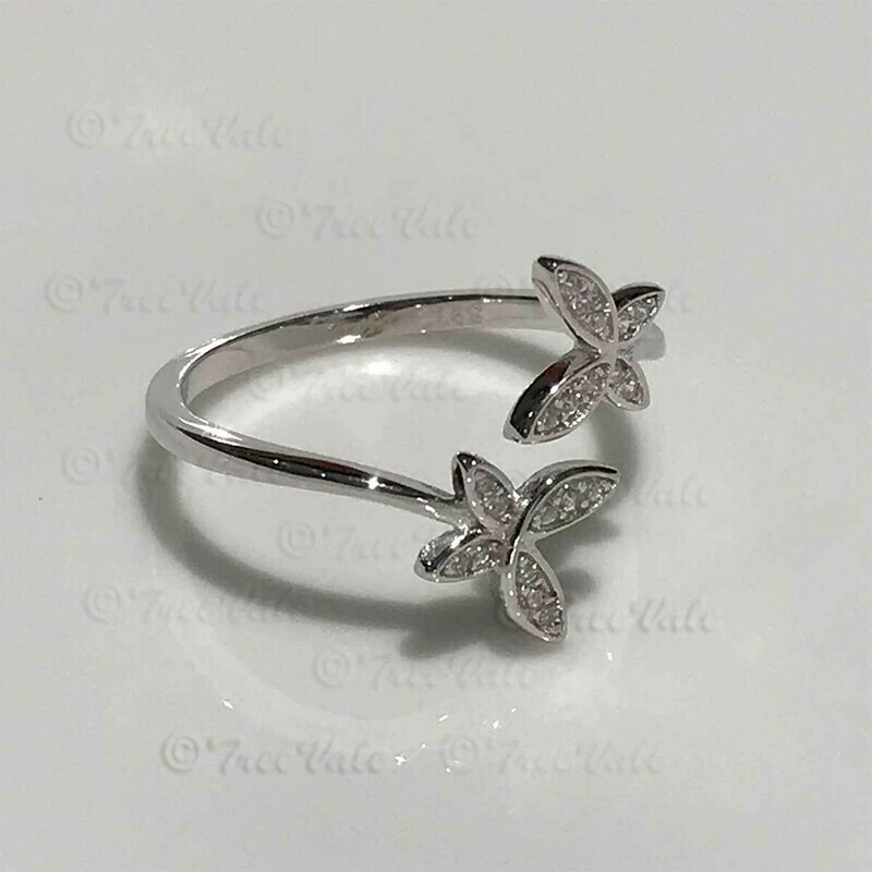 Adjustable Butterflies Ring - 925 Sterling Silver
