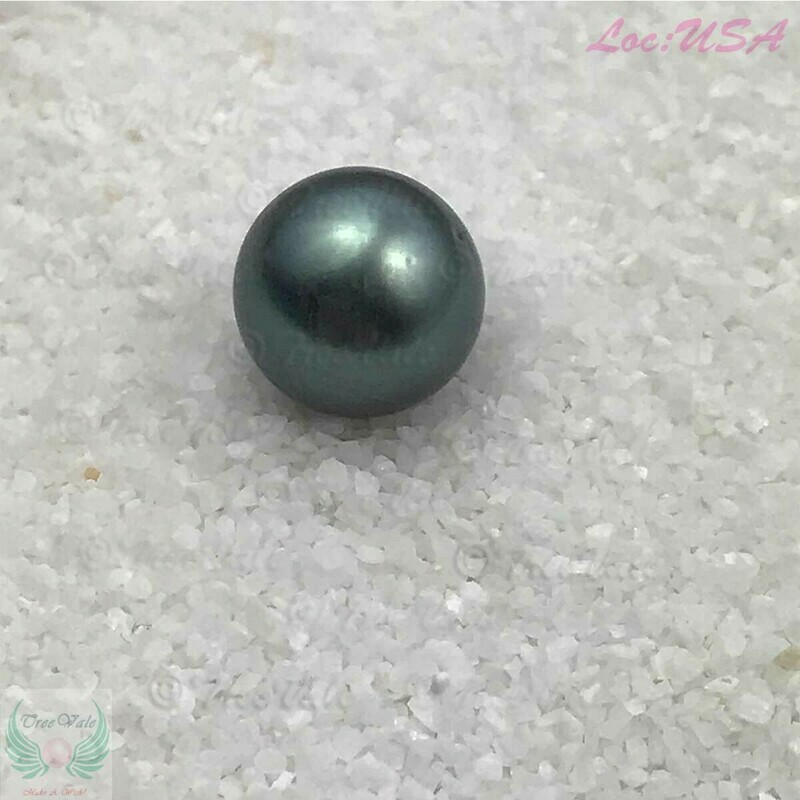 Tahitian Loose Pearl - 9.3mm Dark Silver Greenish Glow