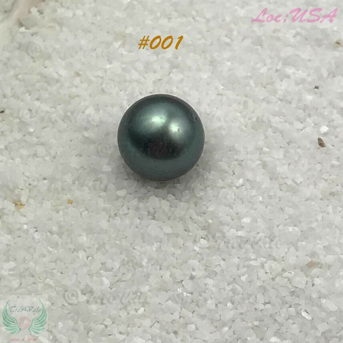Tahitian Loose Pearl - 9.3mm Dark Silver Greenish Glow