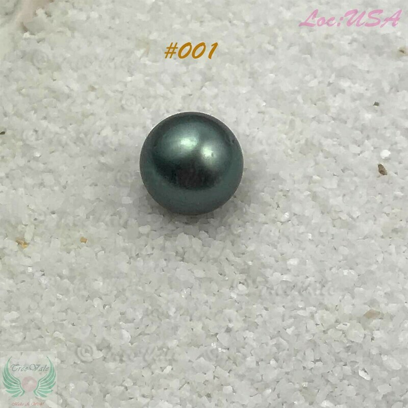 Tahitian Loose Pearl - 9.3mm Dark Silver Greenish Glow