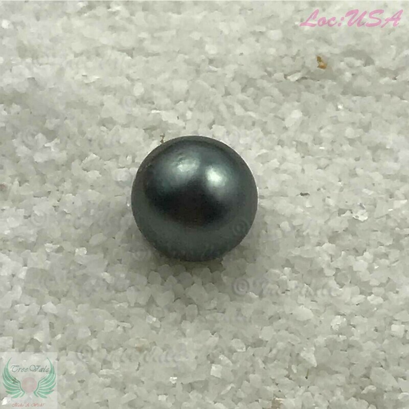 Tahitian Loose Pearl - 9.3mm Dark Silver Greenish Glow