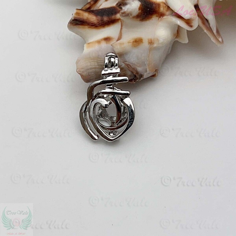 Contented Heart Locket Pearl Cage Pendant - Can Hold 5mm - 7mm Pearl