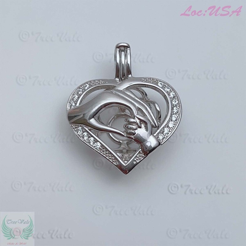 Holding Finger - Solid 925 Sterling Silver - Locket Pearl Cage Pendant - Hold 6mm-8mm Pearl