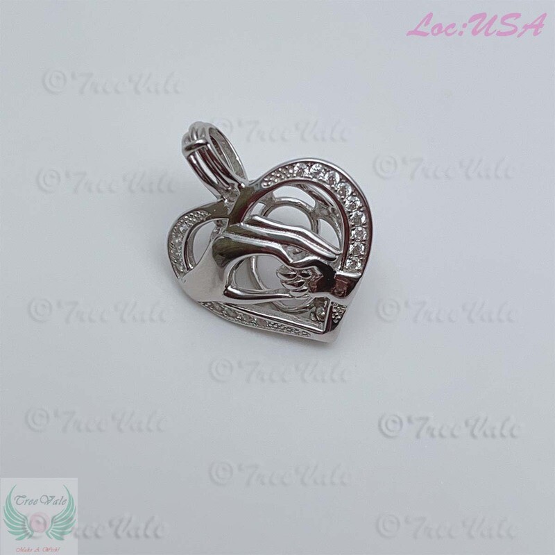 Holding Finger - Solid 925 Sterling Silver - Locket Pearl Cage Pendant - Hold 6mm-8mm Pearl