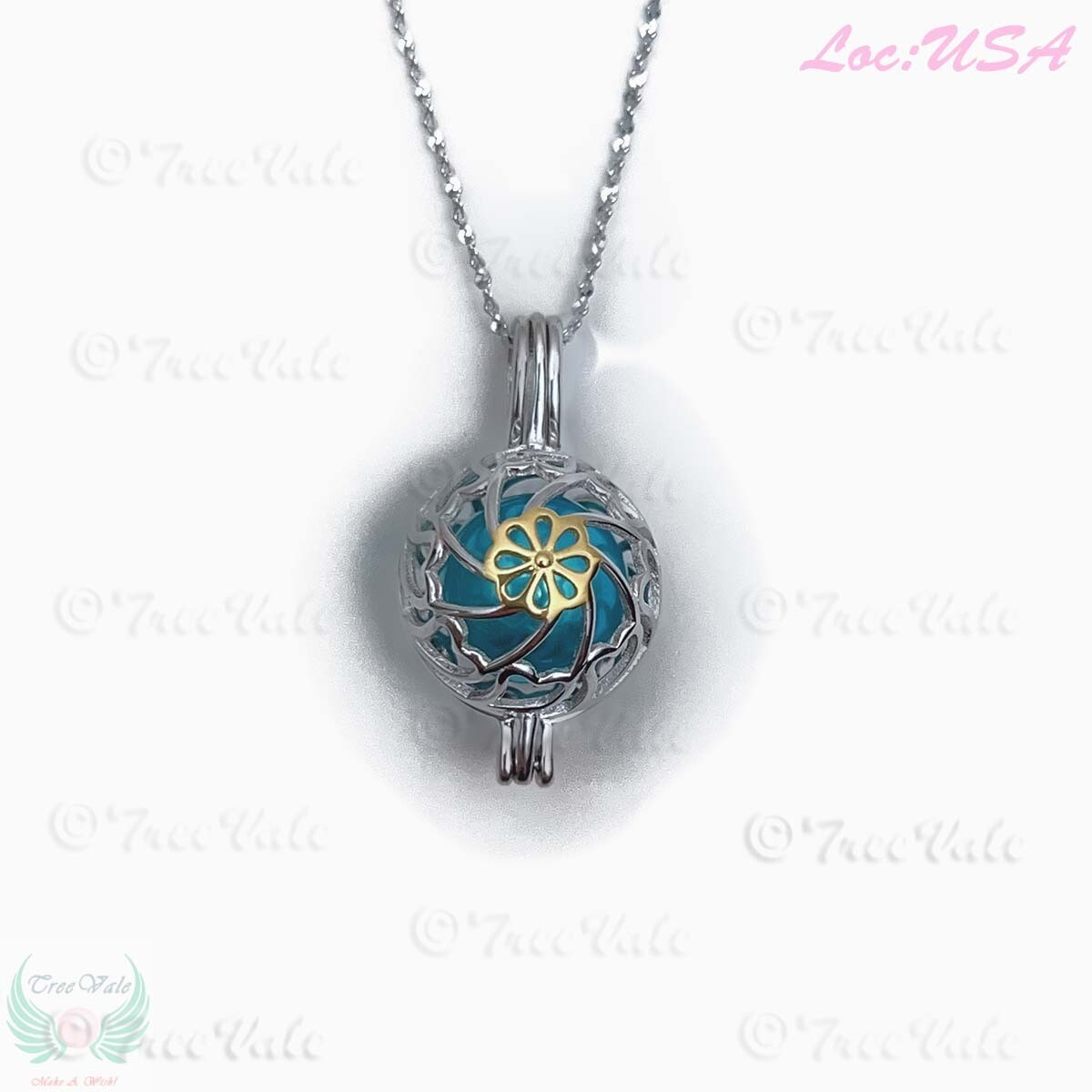 Wild Daisy Flower - Solid 925 Sterling Silver - Locket Pearl Cage Pendant - Hold 6mm-12mm Pearl