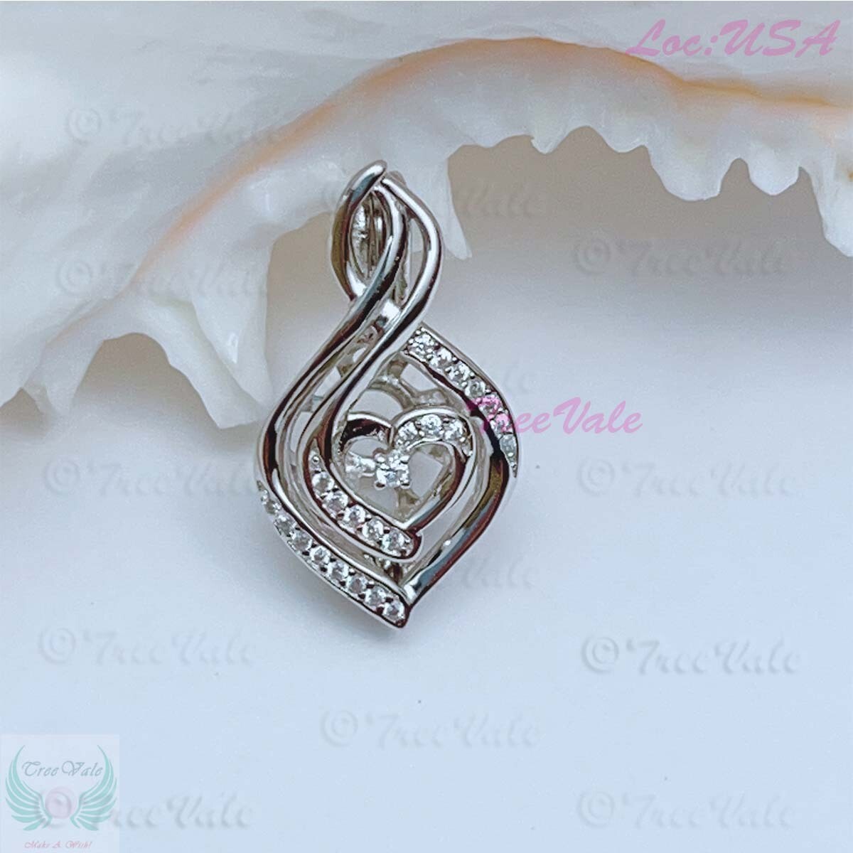 Ones Heart - Solid 925 Sterling Silver - Locket Pearl Cage Pendant - Hold 5mm-8mm Pearl