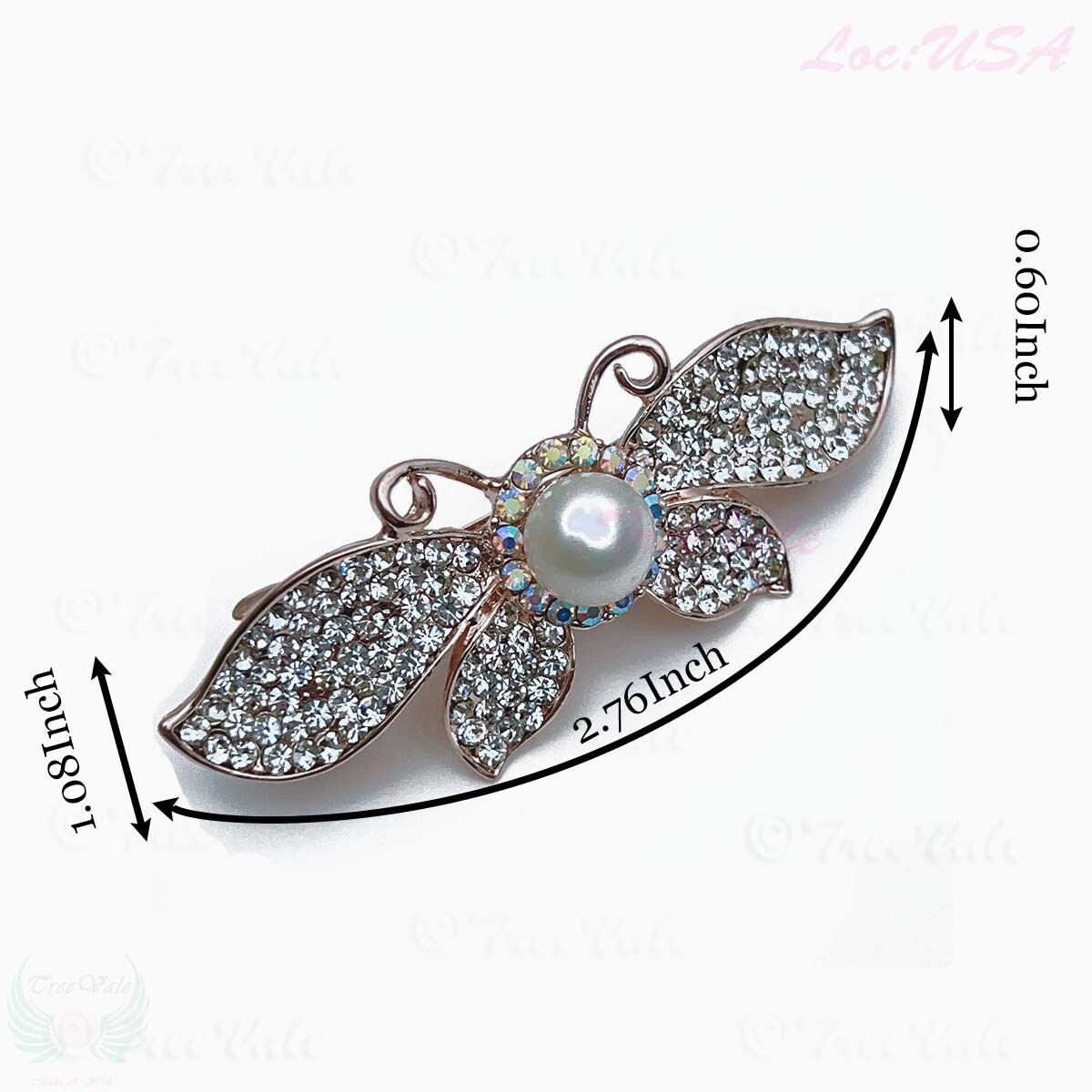 Barrette Hair Clip - Crystal, Pearl, Baby Butterfly