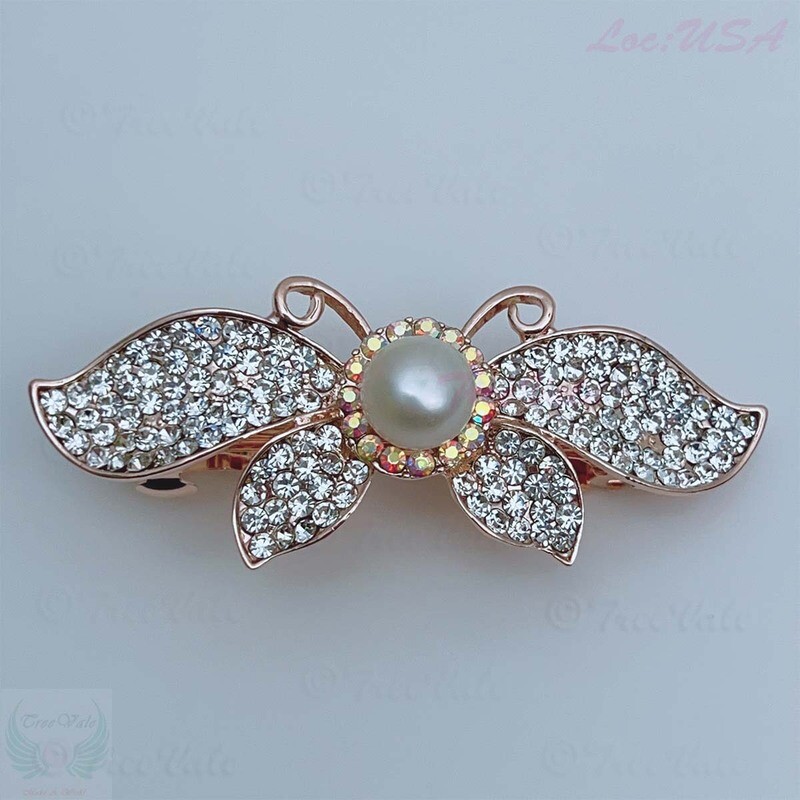 Barrette Hair Clip - Crystal, Pearl, Baby Butterfly